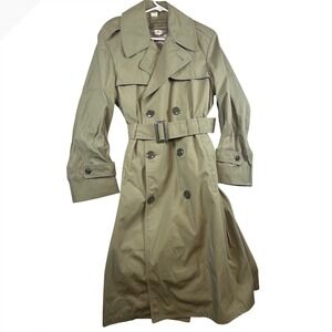 Mens Khaki Trench Coat DSCP Valor Collection Double Breasted Belted Size 38S
